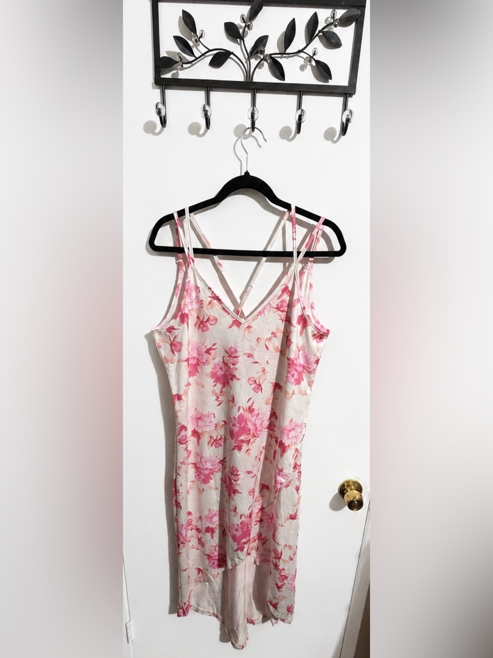 Floral High-Low Dress – Size Medium – Pink & White Watercolor Floral Print